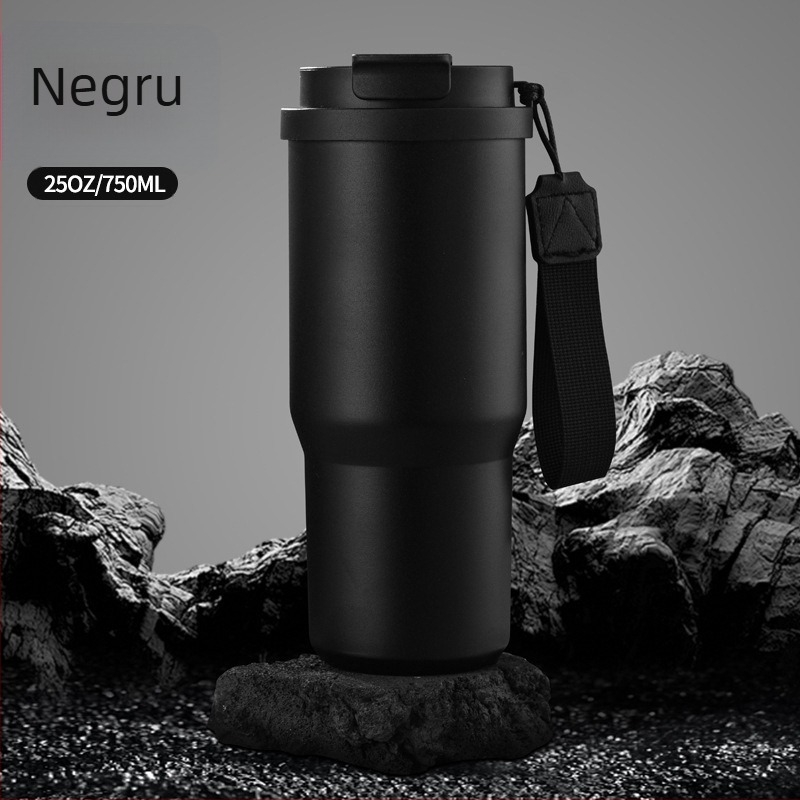 Cană de cafea din oțel inoxidabil pentru mașină, mâner dublu, termos izolat, design modern, personalizare