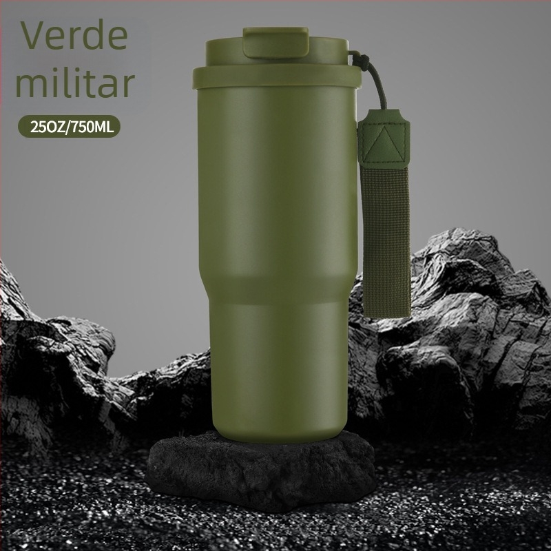 Cană de cafea din oțel inoxidabil pentru mașină, mâner dublu, termos izolat, design modern, personalizare