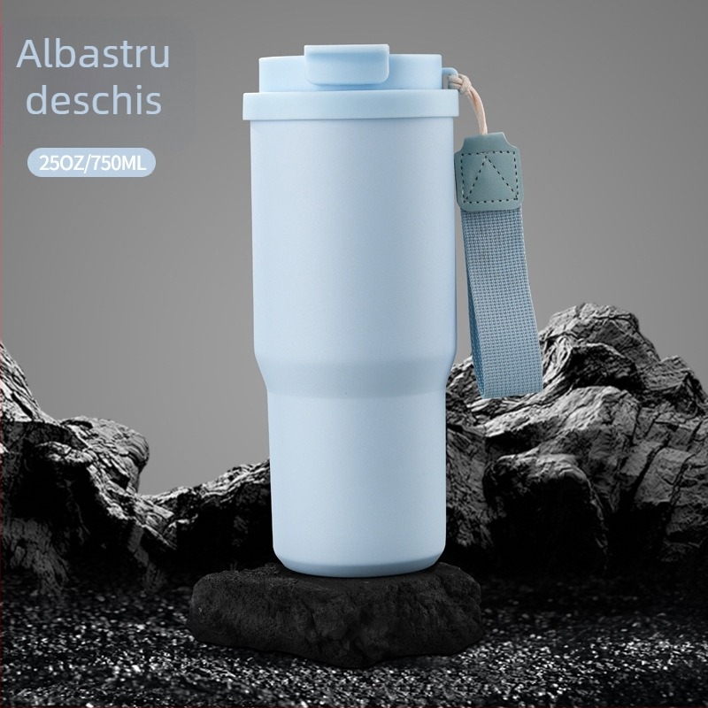 Cană de cafea din oțel inoxidabil pentru mașină, mâner dublu, termos izolat, design modern, personalizare