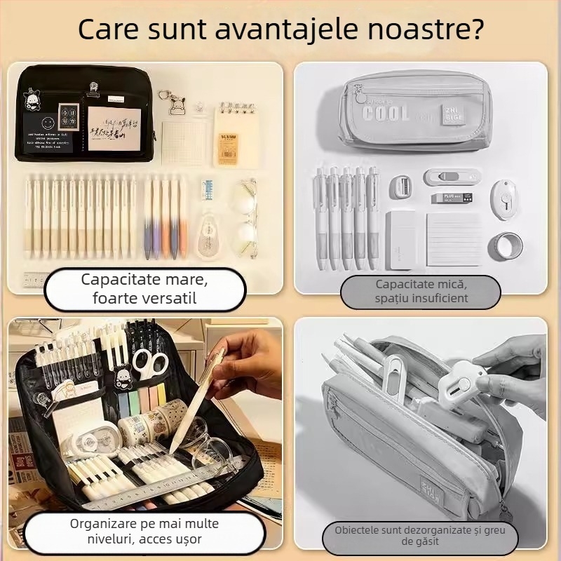 Penar multistrat cu capacitate mare, negru, design simplu, pentru gimnaziu și liceu, Dopamine rechizite