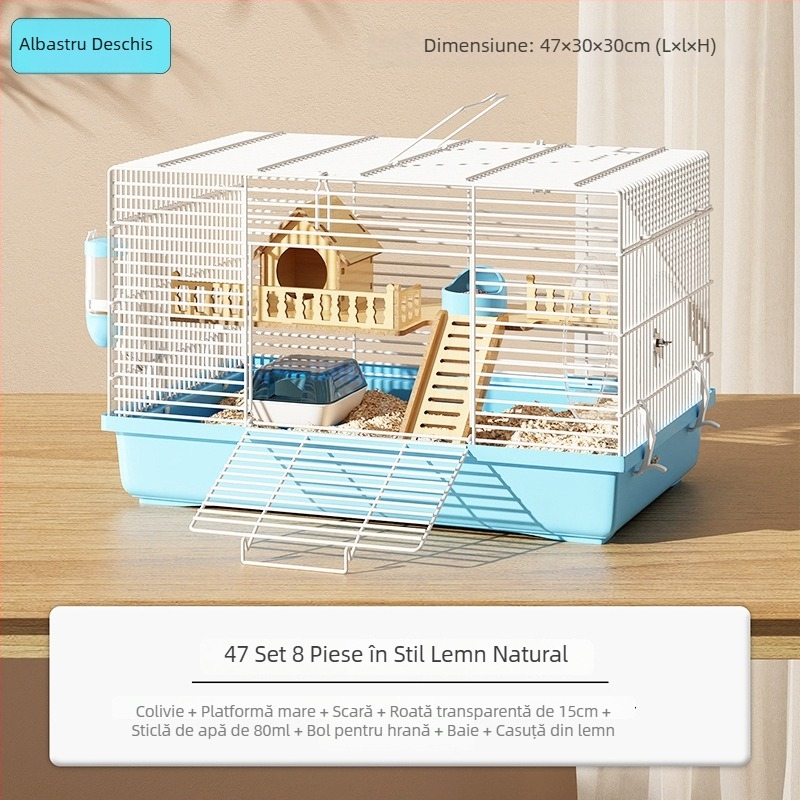 Cușcă pentru hamster – vilă de lux extrem de mare pentru hamsterul sirian, set cu cușcă de bază 47 și casă mare