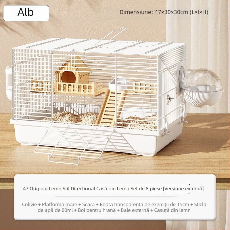 Cușcă pentru hamster – vilă de lux extrem de mare pentru hamsterul sirian, set cu cușcă de bază 47 și casă mare