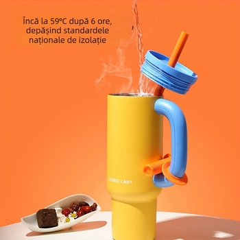 Chakolab Cana termică cu pai, izolație termică, din oțel inoxidabil, capacitate mare