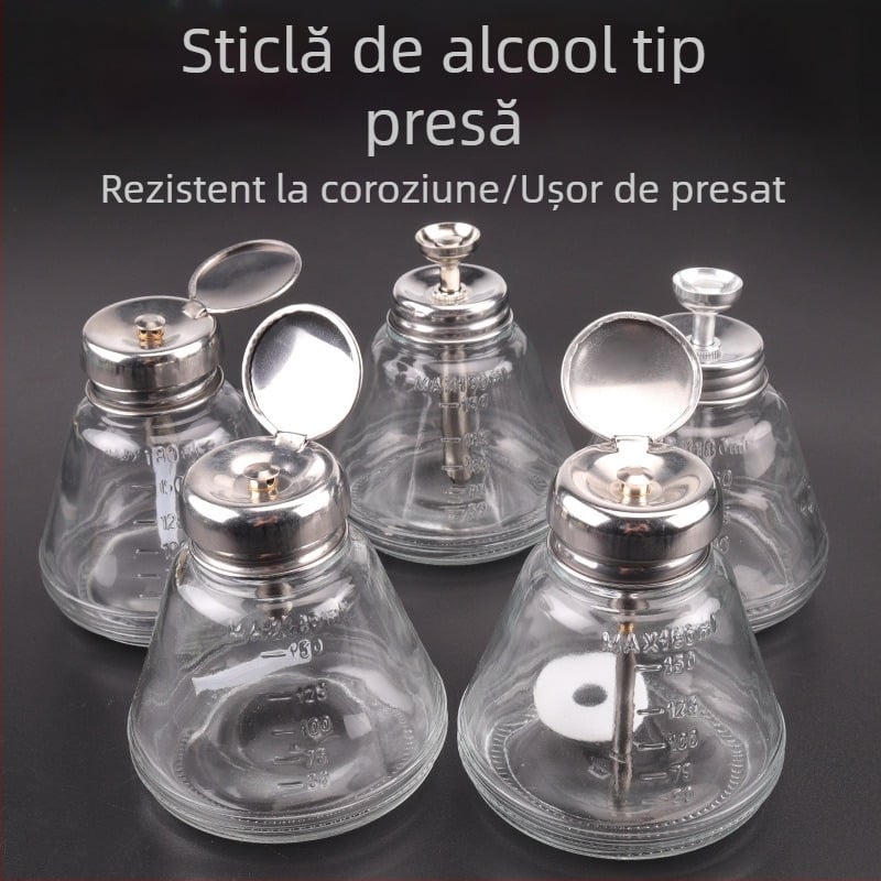 Sticlă pentru alcool, 180 ml, cu pompă, uz industrială, anticorozivă, anti-statică, îngroșată, cu nucleu din cupru