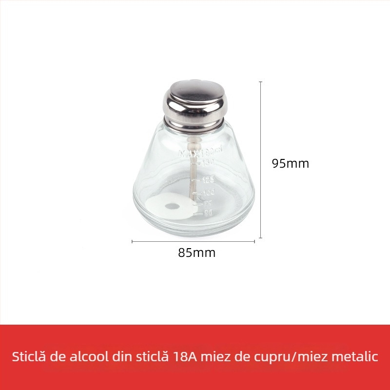 Sticlă pentru alcool, 180 ml, cu pompă, uz industrială, anticorozivă, anti-statică, îngroșată, cu nucleu din cupru