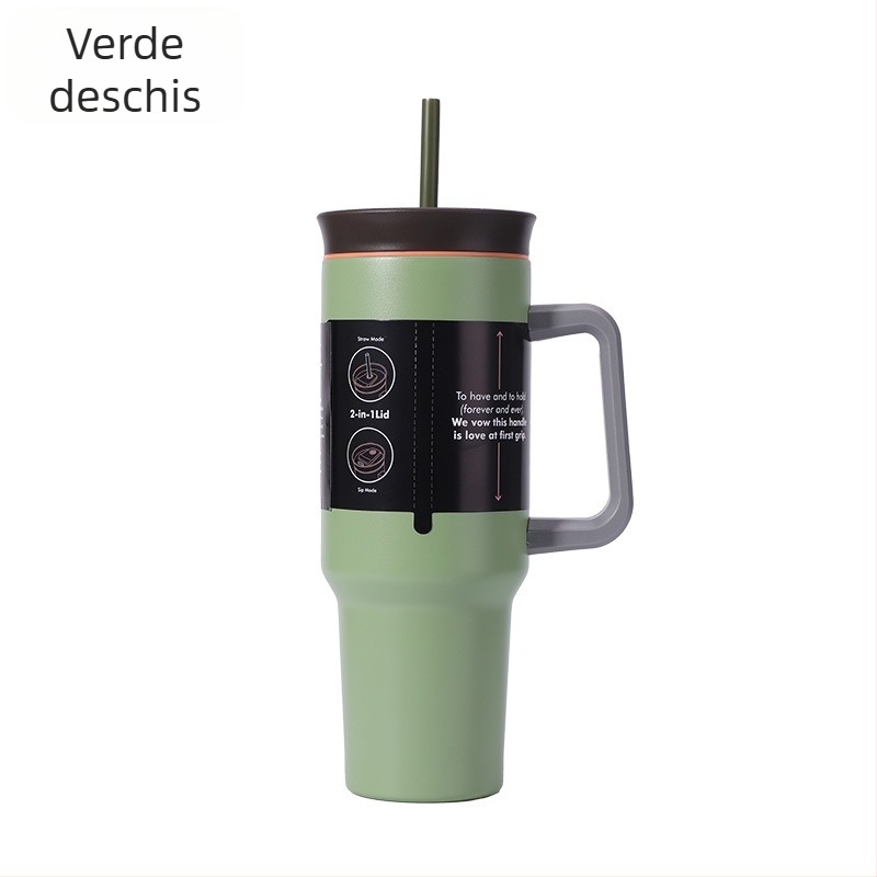 Sticlă de apă izolată din oțel inoxidabil 304, capacitate mare, portabilă pentru exterior, cu mâner și pai