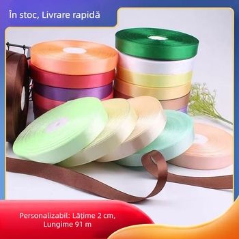 Rolă de panglică satinată neagră de 2 cm pentru buchete, panglică poliester cu accesorii pentru fundă, panglică decorativă pentru tort de ziua de naștere