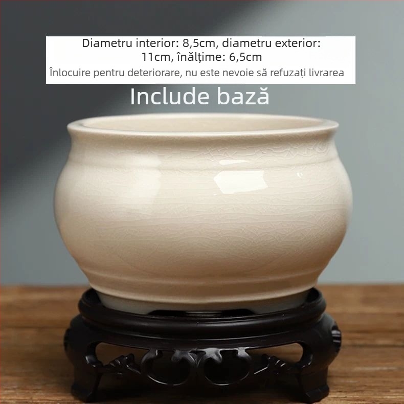 Ghiveci ceramic rotund pentru Phalaenopsis, bonsai și suculente