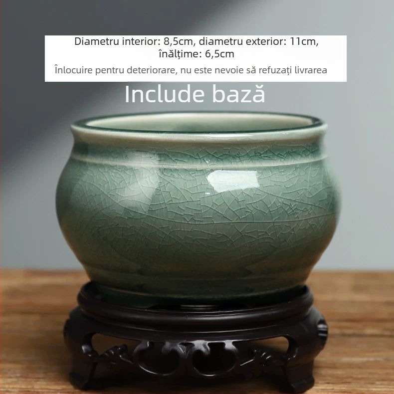 Ghiveci ceramic rotund pentru Phalaenopsis, bonsai și suculente