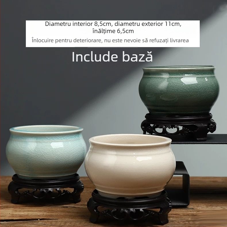 Ghiveci ceramic rotund pentru Phalaenopsis, bonsai și suculente