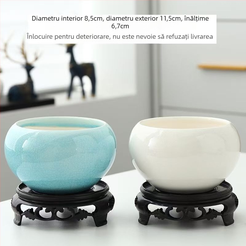 Ghiveci ceramic rotund pentru Phalaenopsis, bonsai și suculente