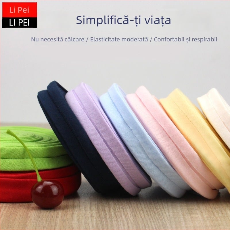 Bandă decorativă tricotată din bumbac, elastică, pentru margini ale hainelor