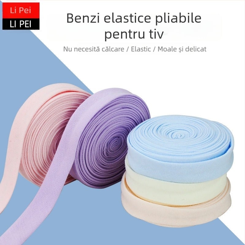 Bandă decorativă tricotată din bumbac, elastică, pentru margini ale hainelor