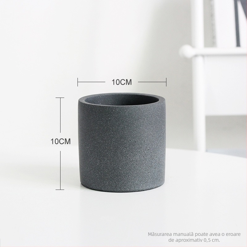 Ghiveci pătrat mat din ciment, stil nordic, interior, pentru suculente și plante verzi, set cu ghivece rotunde