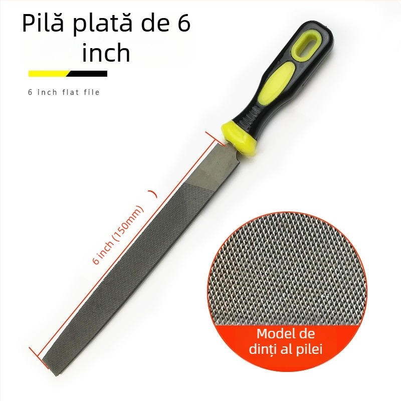 Set de fișiere metalice cu forme plate, semicerc, triunghi, pătrat și rotund; dimensiuni 6–12 inch; oțel cu carbon înalt.