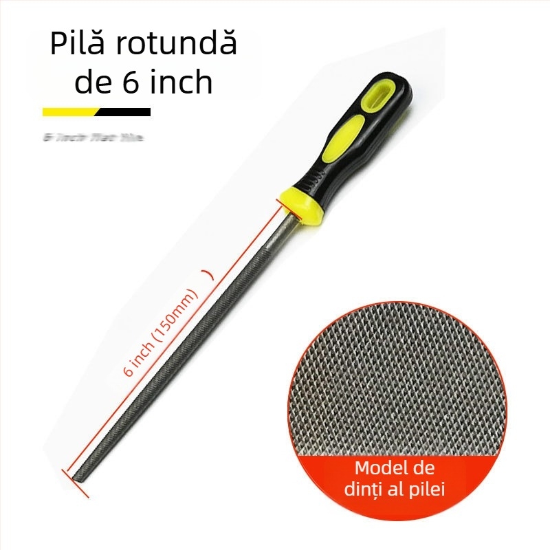 Set de fișiere metalice cu forme plate, semicerc, triunghi, pătrat și rotund; dimensiuni 6–12 inch; oțel cu carbon înalt.