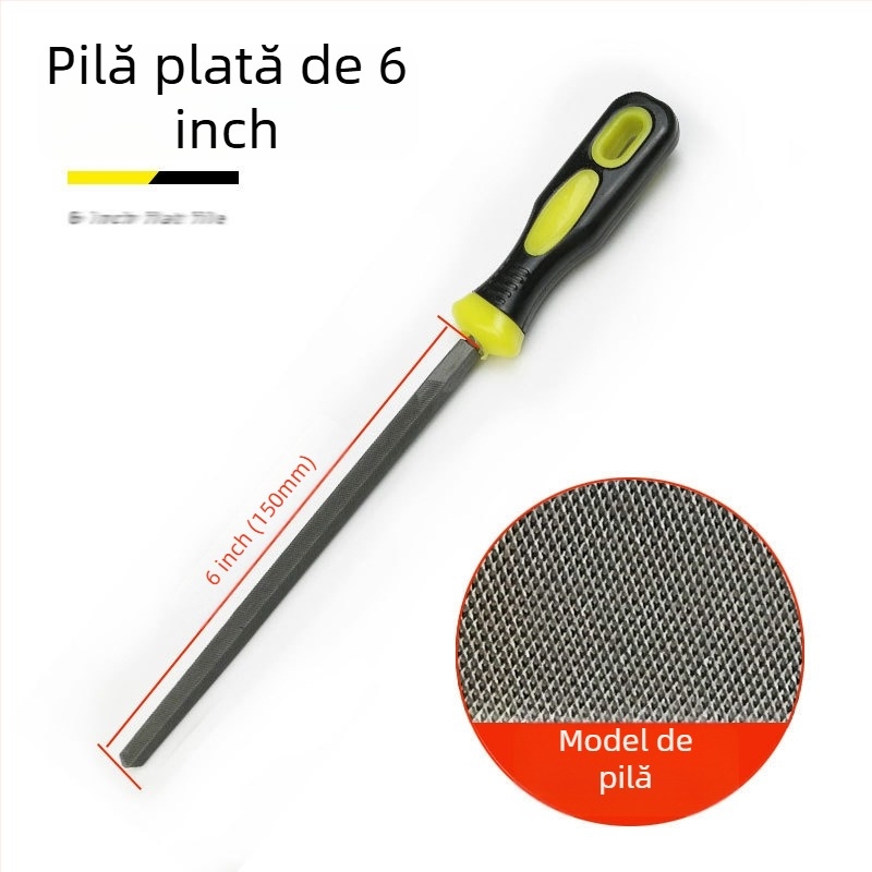 Set de fișiere metalice cu forme plate, semicerc, triunghi, pătrat și rotund; dimensiuni 6–12 inch; oțel cu carbon înalt.