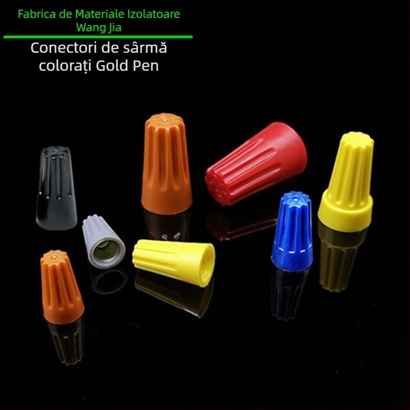 Gold-Pen capac terminal cu șurub, culoare, cap spiral pentru conductor, capac de strângere manual, capac de crimpare, terminal închis, certificat
