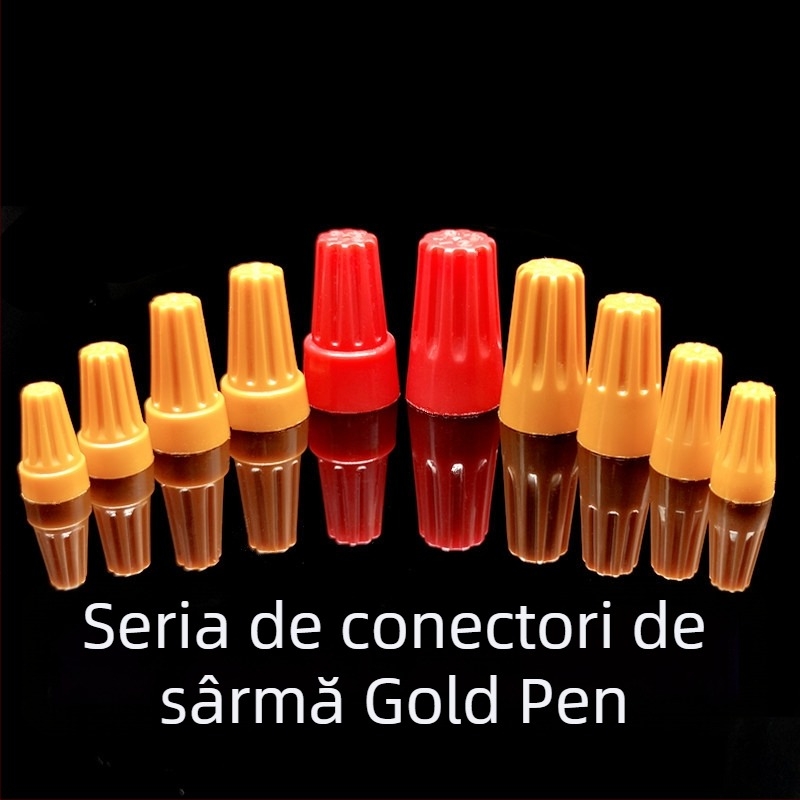 Gold-Pen capac terminal cu șurub, culoare, cap spiral pentru conductor, capac de strângere manual, capac de crimpare, terminal închis, certificat