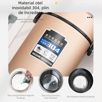 Cutie izolată pentru prânz din oțel inoxidabil 304, capacitate mare, compartimente multiple, pentru adulți și elevi, 1,6 L / 2,2 L