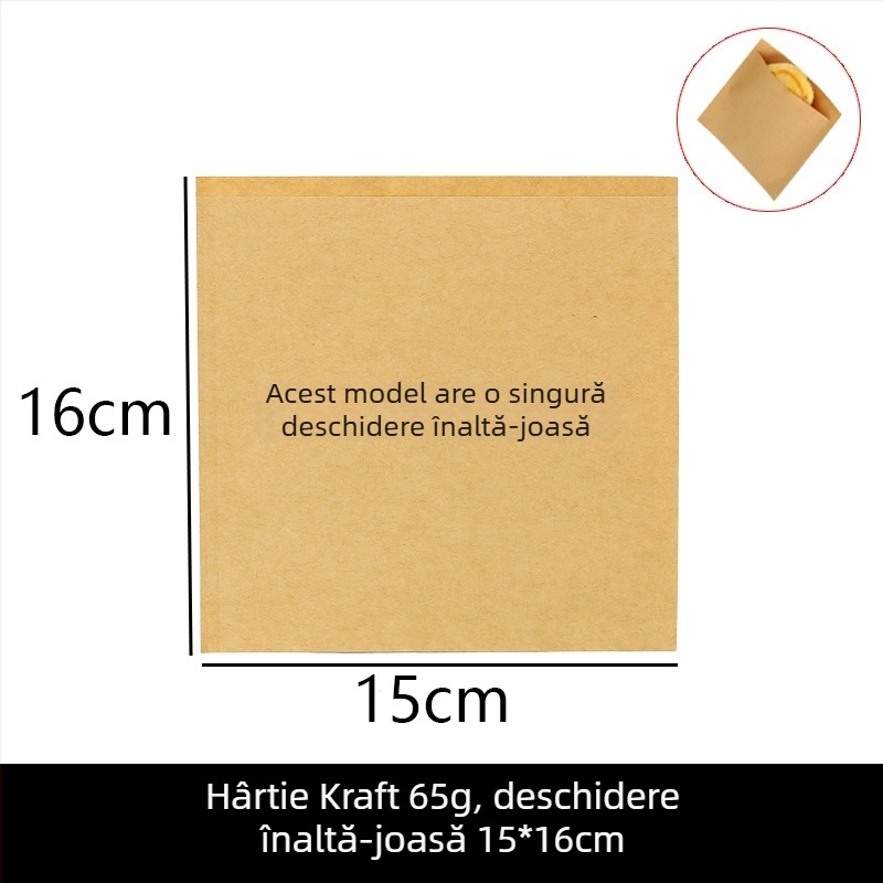 Pungi de hârtie rezistente la ulei pentru ambalarea alimentelor, de unică folosință; ambalare pentru sandvișuri cu carne și clătite, pungă kraft personalizată