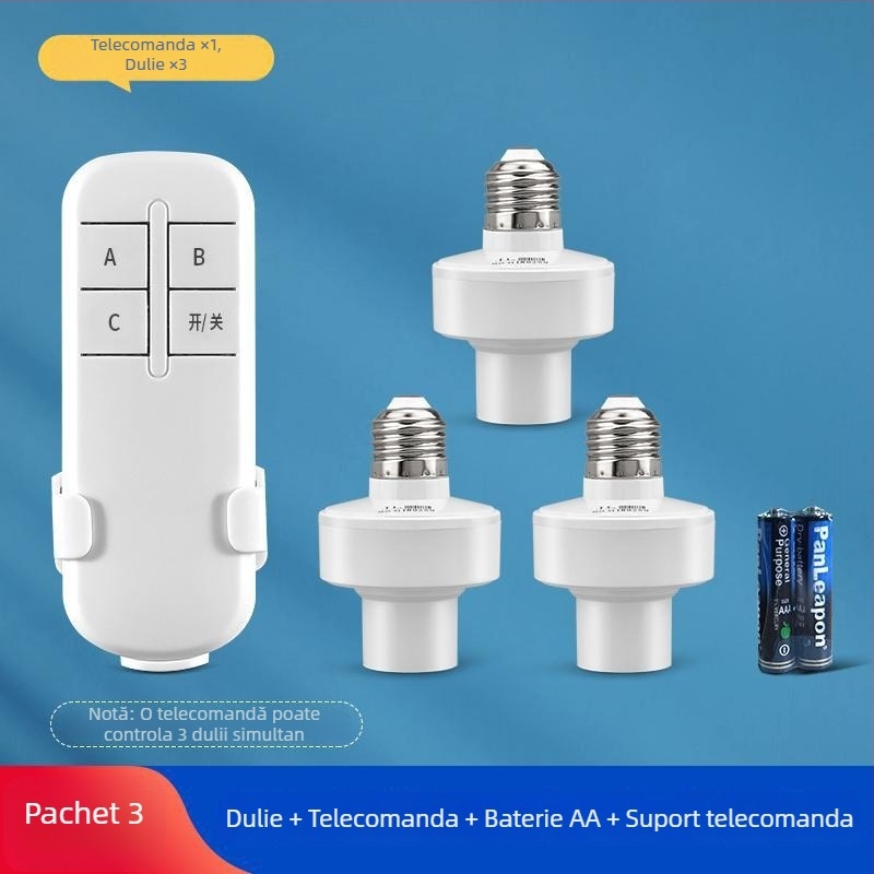 Suport lampă cu telecomandă, 220V, întrerupător fără fir, temporizator pentru iluminat în dormitor