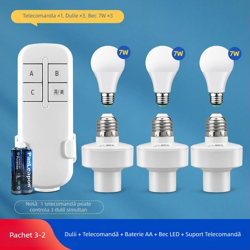 Suport lampă cu telecomandă, 220V, întrerupător fără fir, temporizator pentru iluminat în dormitor