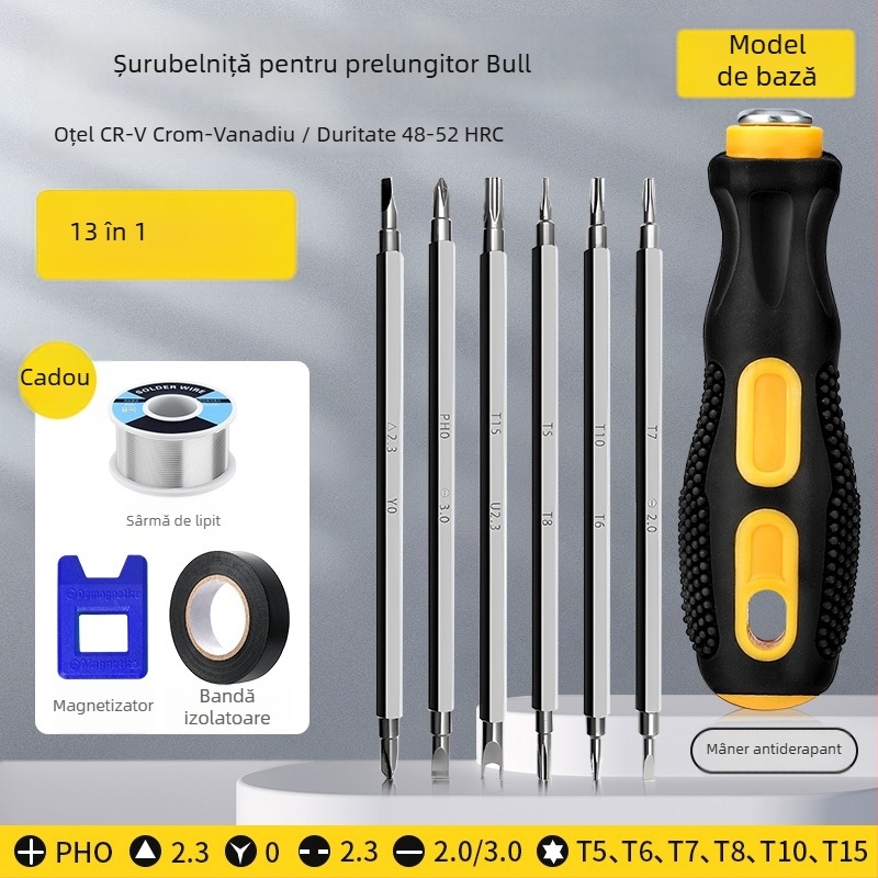 Set 13 în 1 șurubelnițe pentru demontarea prizelor și panourilor: triunghiular, U, Y, cruce internă