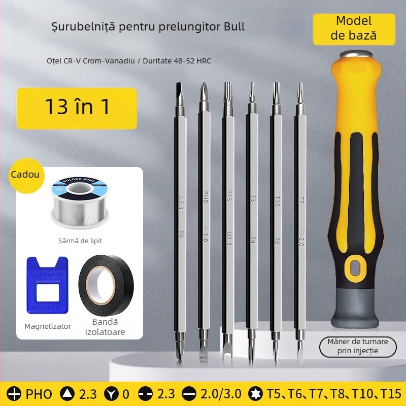Set 13 în 1 șurubelnițe pentru demontarea prizelor și panourilor: triunghiular, U, Y, cruce internă