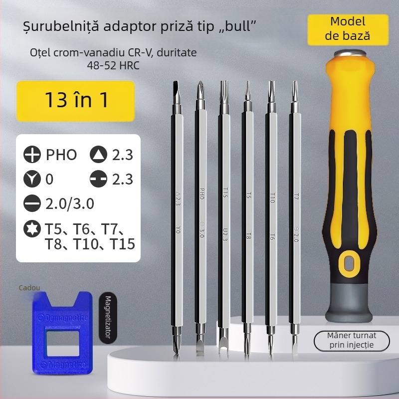 Set 13 în 1 șurubelnițe pentru demontarea prizelor și panourilor: triunghiular, U, Y, cruce internă