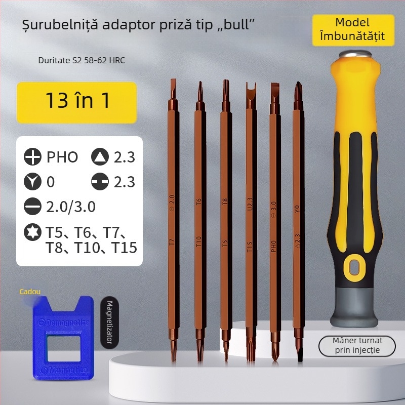 Set 13 în 1 șurubelnițe pentru demontarea prizelor și panourilor: triunghiular, U, Y, cruce internă