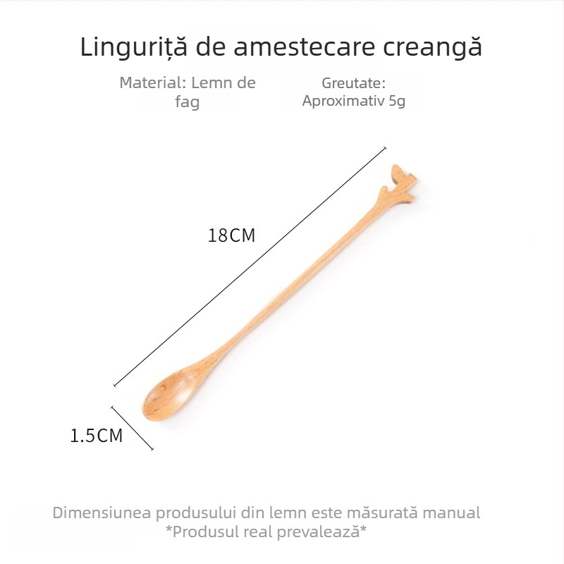Bețișor de amestecat miere din lemn cu mâner lung, pentru cafea și lapte; linguriță de desert din lemn, protecție împotriva arsurilor, uz casnic