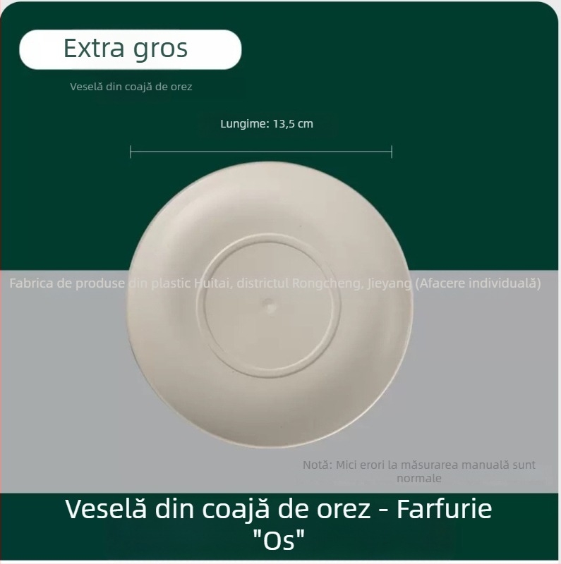 Set de veselă de unică folosință din coji de orez – boluri și farfurii îngroșate, rezistente la căldură, biodegradabile pentru banchet, 300 ml, 10 piese