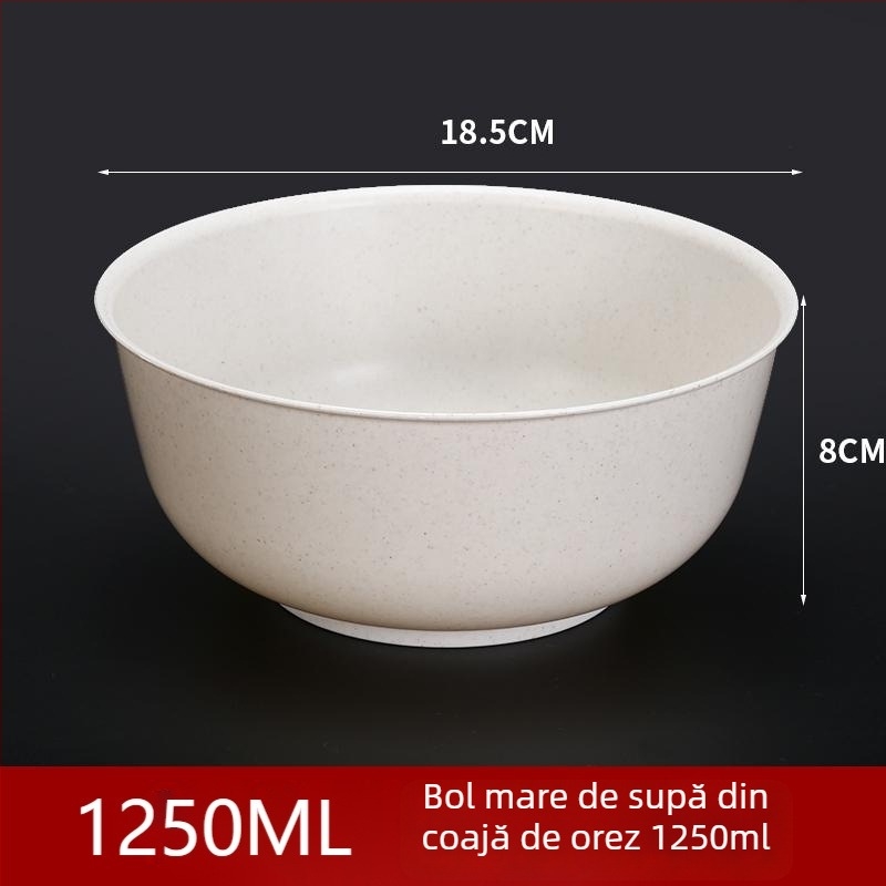 Set de veselă de unică folosință din coji de orez – boluri și farfurii îngroșate, rezistente la căldură, biodegradabile pentru banchet, 300 ml, 10 piese