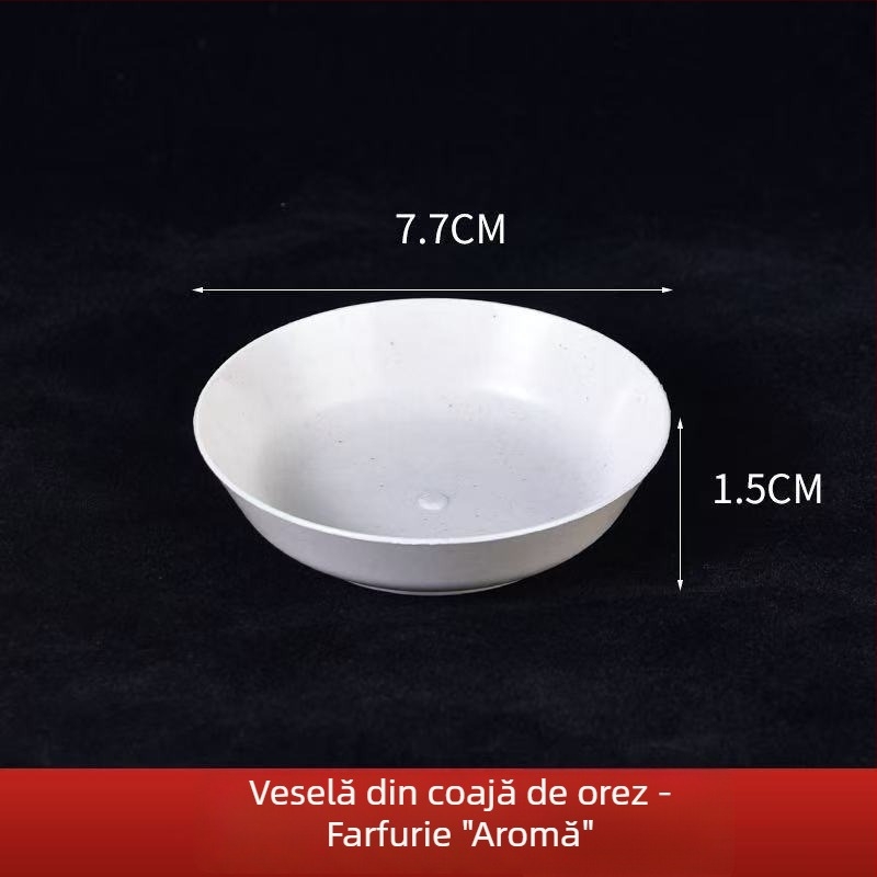 Set de veselă de unică folosință din coji de orez – boluri și farfurii îngroșate, rezistente la căldură, biodegradabile pentru banchet, 300 ml, 10 piese
