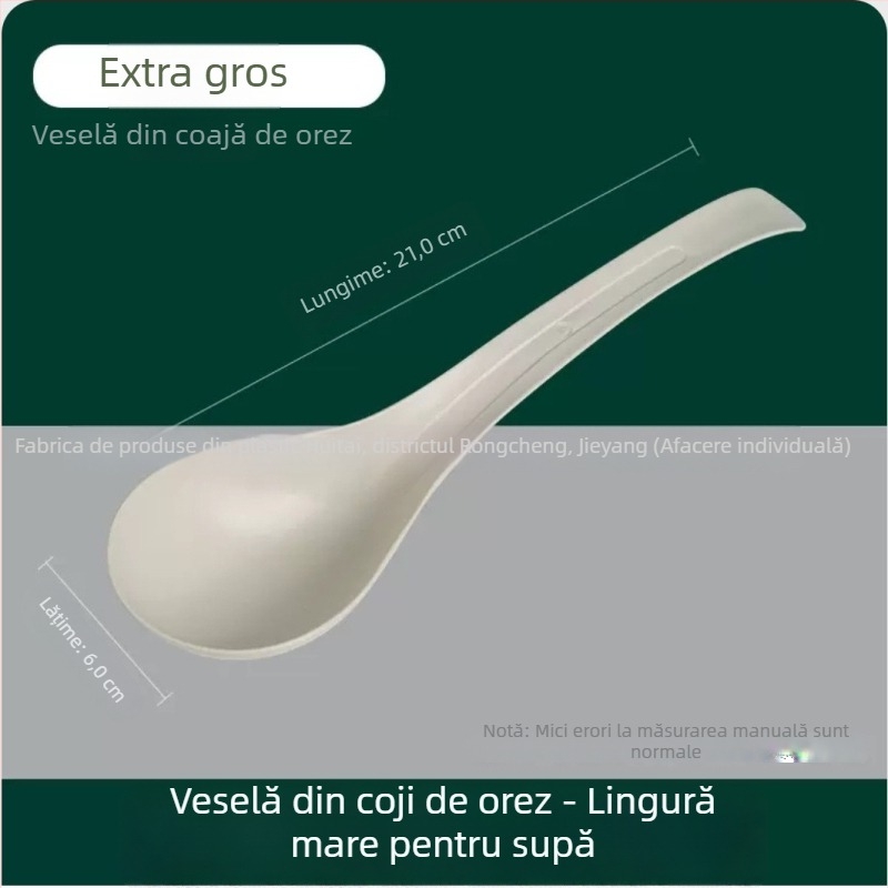 Set de veselă de unică folosință din coji de orez – boluri și farfurii îngroșate, rezistente la căldură, biodegradabile pentru banchet, 300 ml, 10 piese