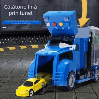 Set educațional din aliaj – model de mașină de pompieri cu camion-container mare pentru depozitare