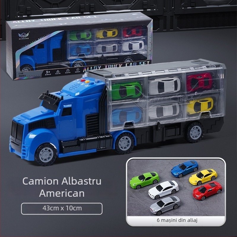 Set educațional din aliaj – model de mașină de pompieri cu camion-container mare pentru depozitare