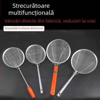 Lingură metalică cu mâner lung, sită de bucătărie pentru filtrarea uleiului