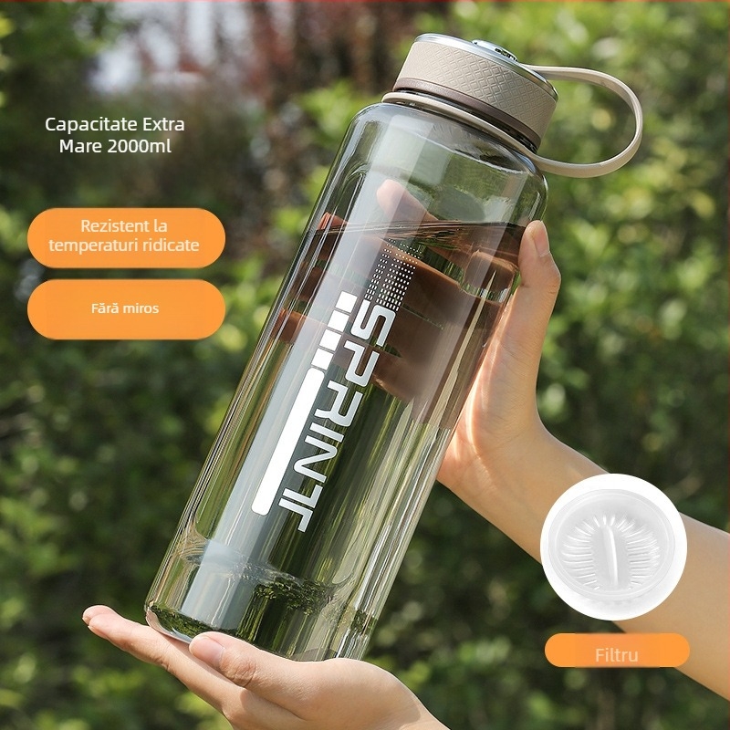 Sticlă de apă mare capacitate pentru bărbați, cupă spațială, bidon sport din plastic pentru vară, rezistentă la temperaturi înalte, anti-cadere, portabilă, ceașcă de ceai