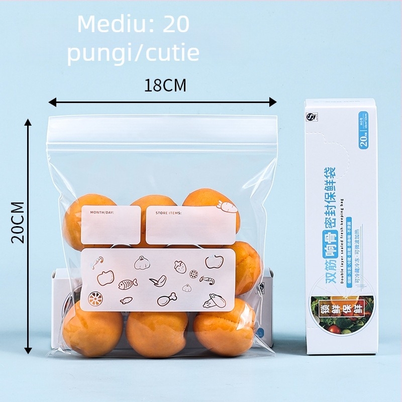 Saci lungi sigilați pentru prospețime, uz casnic, din material alimentar, pentru bucătărie, frigider și congelator, pungi ZIP pentru porționare