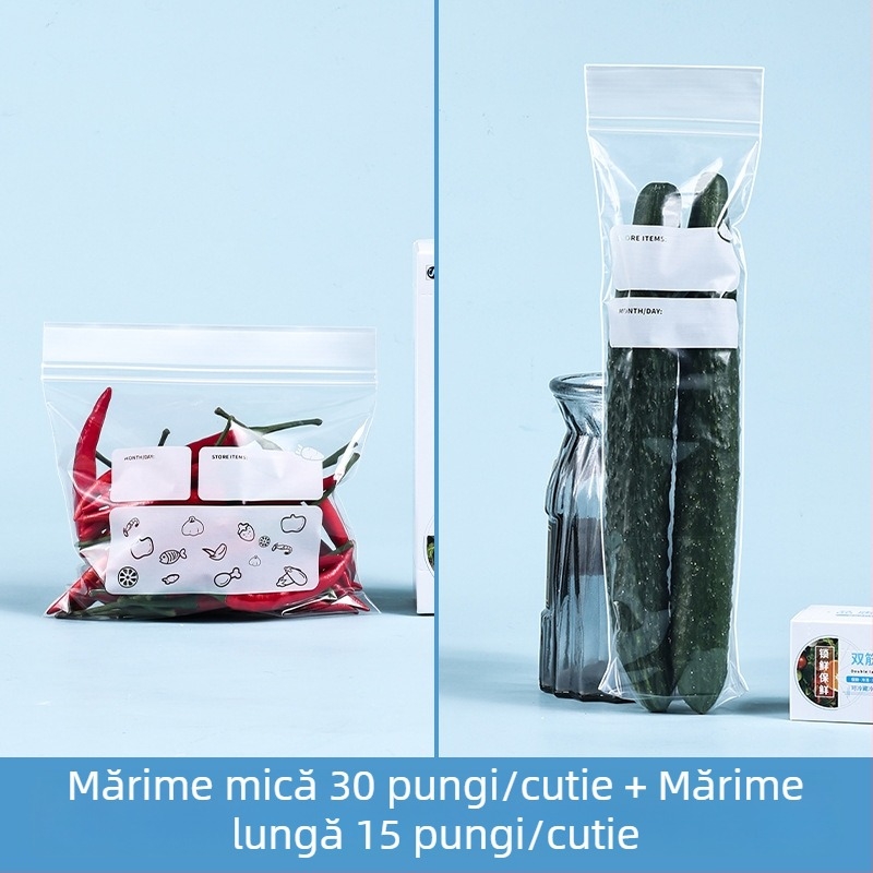 Saci lungi sigilați pentru prospețime, uz casnic, din material alimentar, pentru bucătărie, frigider și congelator, pungi ZIP pentru porționare