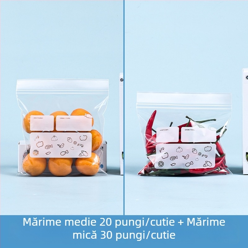 Saci lungi sigilați pentru prospețime, uz casnic, din material alimentar, pentru bucătărie, frigider și congelator, pungi ZIP pentru porționare