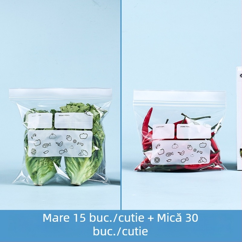 Saci lungi sigilați pentru prospețime, uz casnic, din material alimentar, pentru bucătărie, frigider și congelator, pungi ZIP pentru porționare