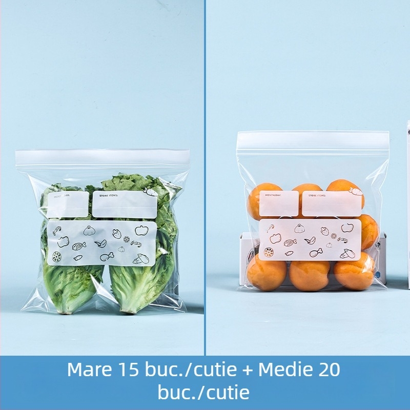 Saci lungi sigilați pentru prospețime, uz casnic, din material alimentar, pentru bucătărie, frigider și congelator, pungi ZIP pentru porționare
