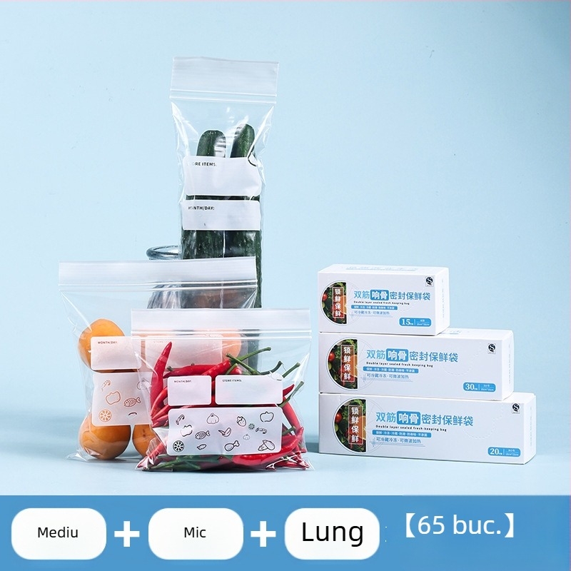Saci lungi sigilați pentru prospețime, uz casnic, din material alimentar, pentru bucătărie, frigider și congelator, pungi ZIP pentru porționare