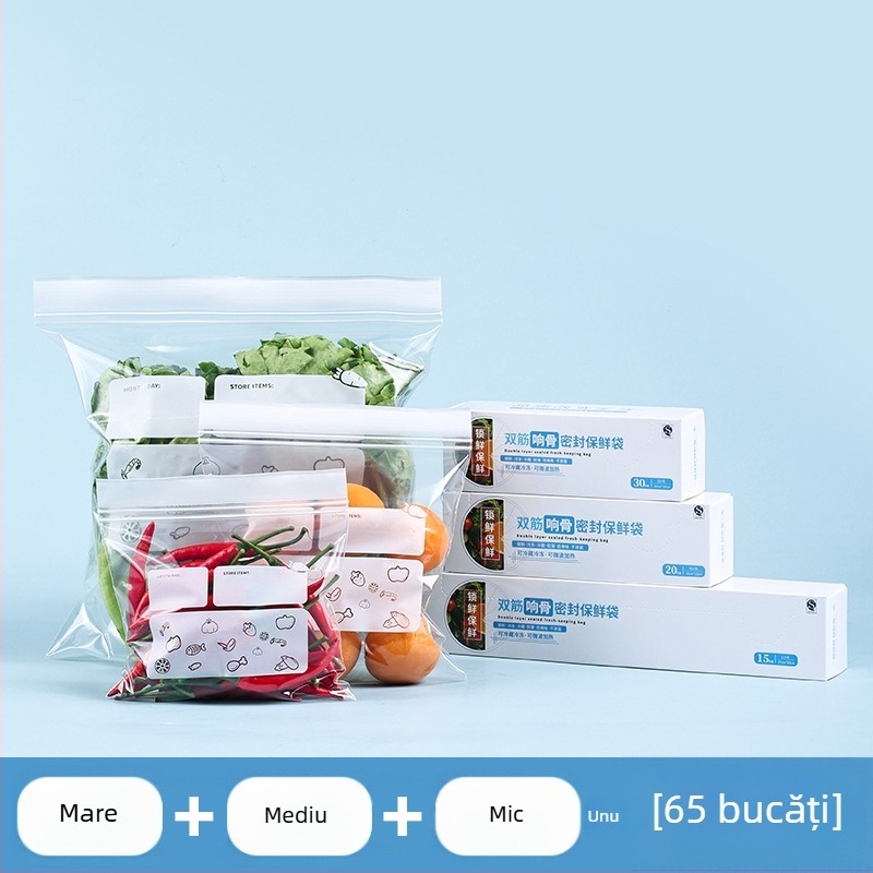 Saci lungi sigilați pentru prospețime, uz casnic, din material alimentar, pentru bucătărie, frigider și congelator, pungi ZIP pentru porționare