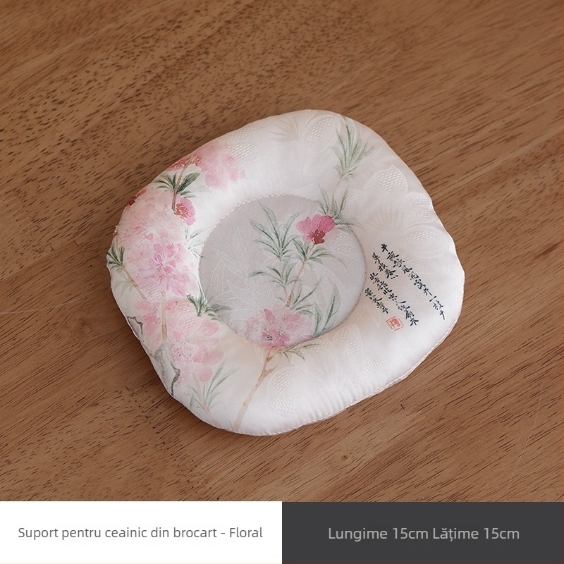 Suport ceramic pentru ceai și suport pentru ceașcă, din brocart gros — accesorii pentru ceremonia Gong Fu