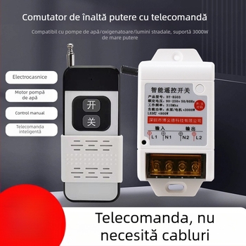 Relé wireless 220V pentru pompă de apă și iluminat casnic – întrerupător cu control dual, putere înaltă