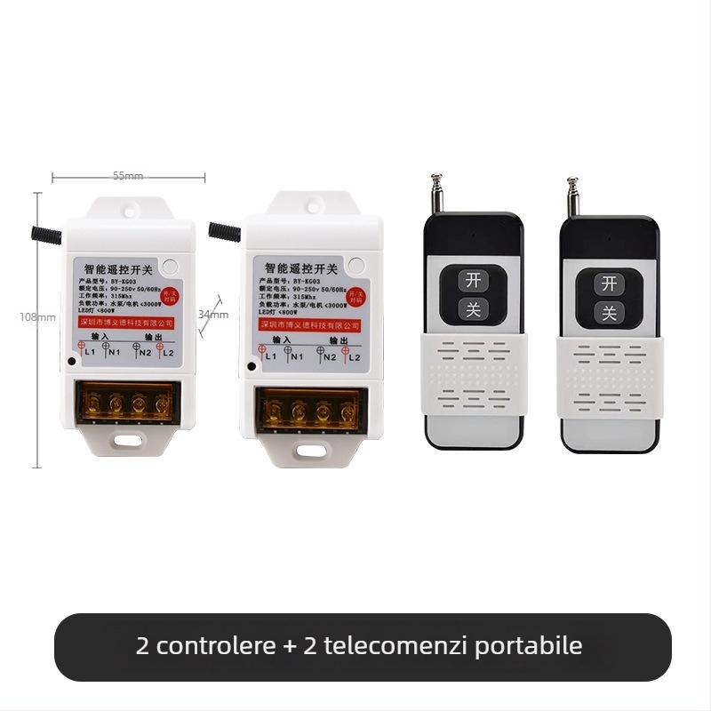 Relé wireless 220V pentru pompă de apă și iluminat casnic – întrerupător cu control dual, putere înaltă